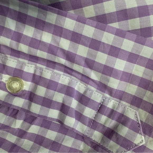 Vineyard Vines Boys Gingham Checked Button Down Shirt Purple/White Size Large - Picture 5 of 7